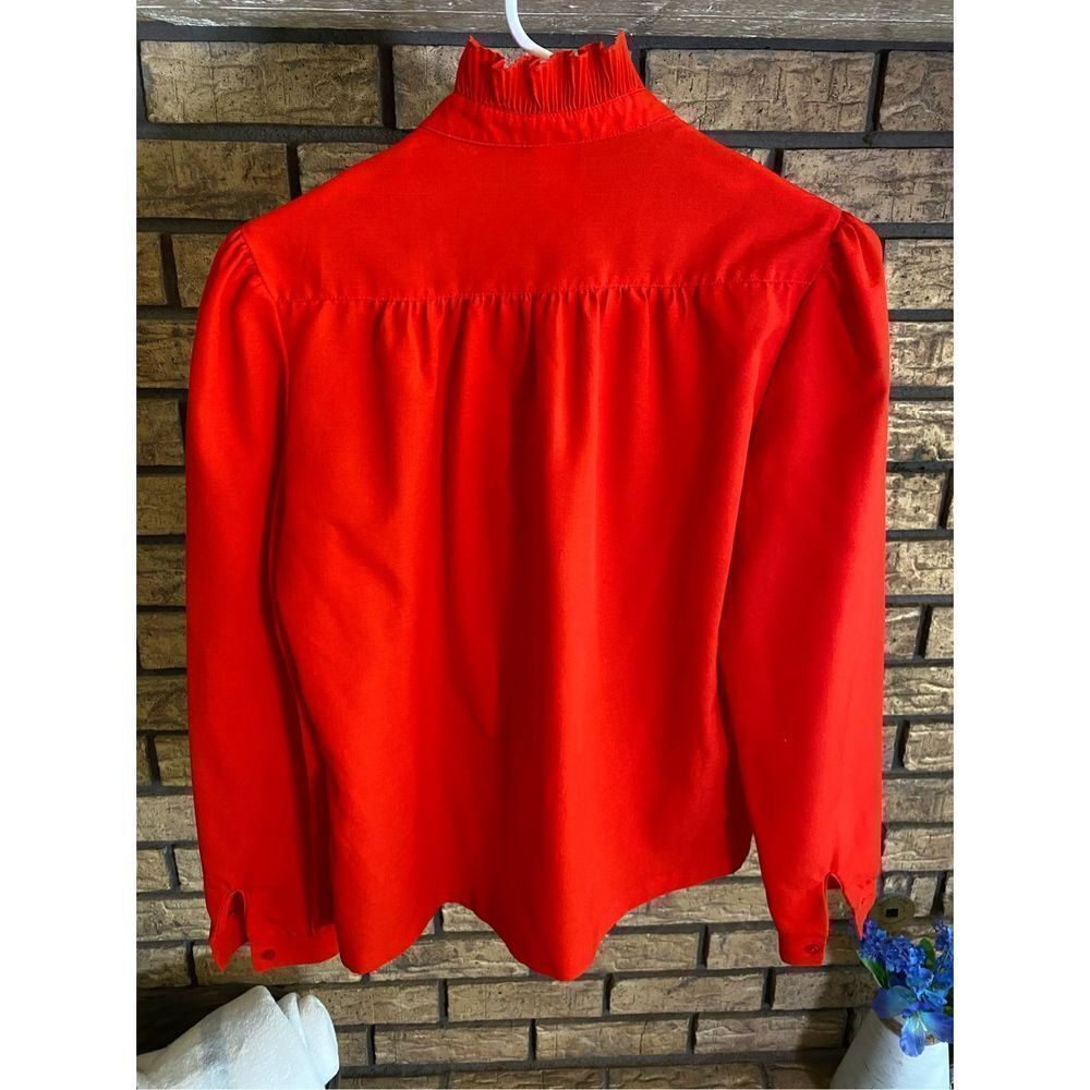 Vintage Pykettes Ruffled Red Button Down - Picture 2 of 5